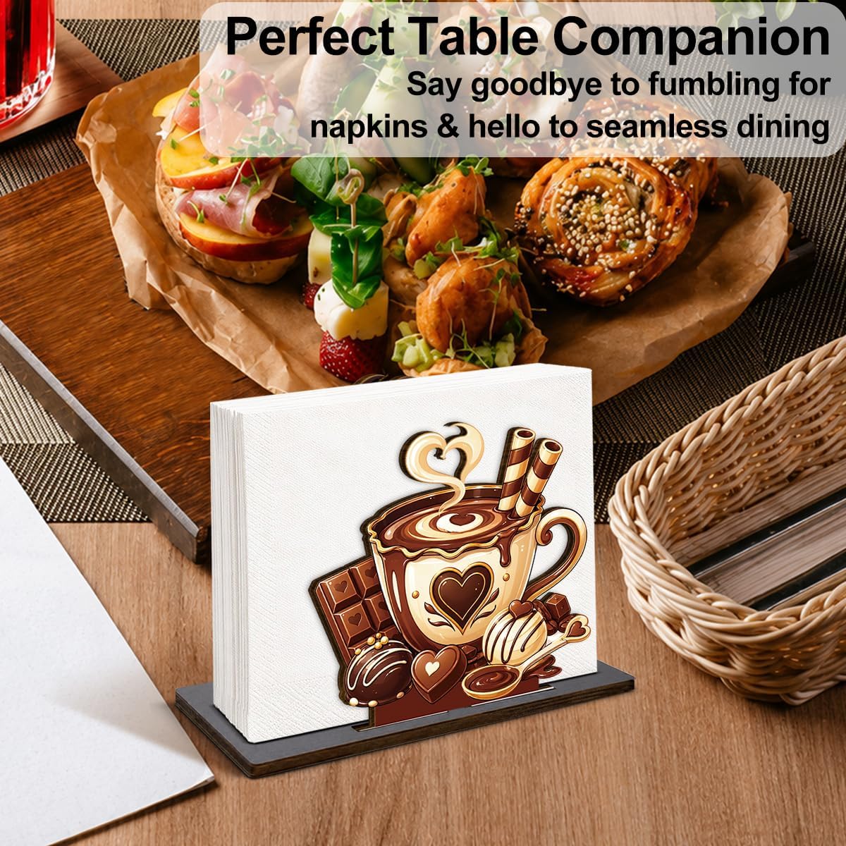 Chocolate Coffee Wooden Napkin Holder, Funny Coffee Table Decor