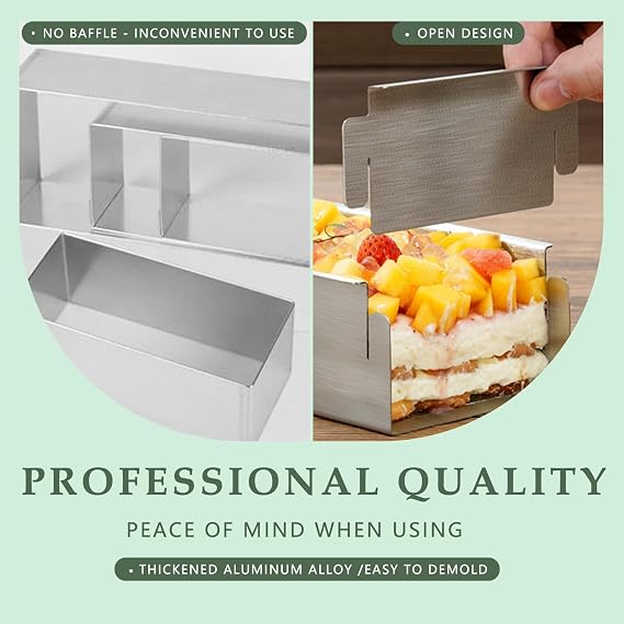 Rectangular Cake Pan Aluminum Cheesecake Pan Includes & Metal Spatula 304 Stainless Steel Removable Frame Bundt Cake Baking Molds for Tiramisu Cheesecake Mousse(Removable) (No lid)(2)