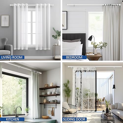 Miniatura 5 de Truseren Barras de cortina plateadas para ventanas de 72 a 144 pulgadas, modernas barras de cortina resistentes de 1 pulgada con remates simples de