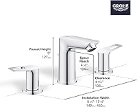 Vista 5 de GROHE 20225001 Bauloop, grifo de baño de tamaño M de 2 manijas de 8 pulgadas, 1.2 GPM, cromado