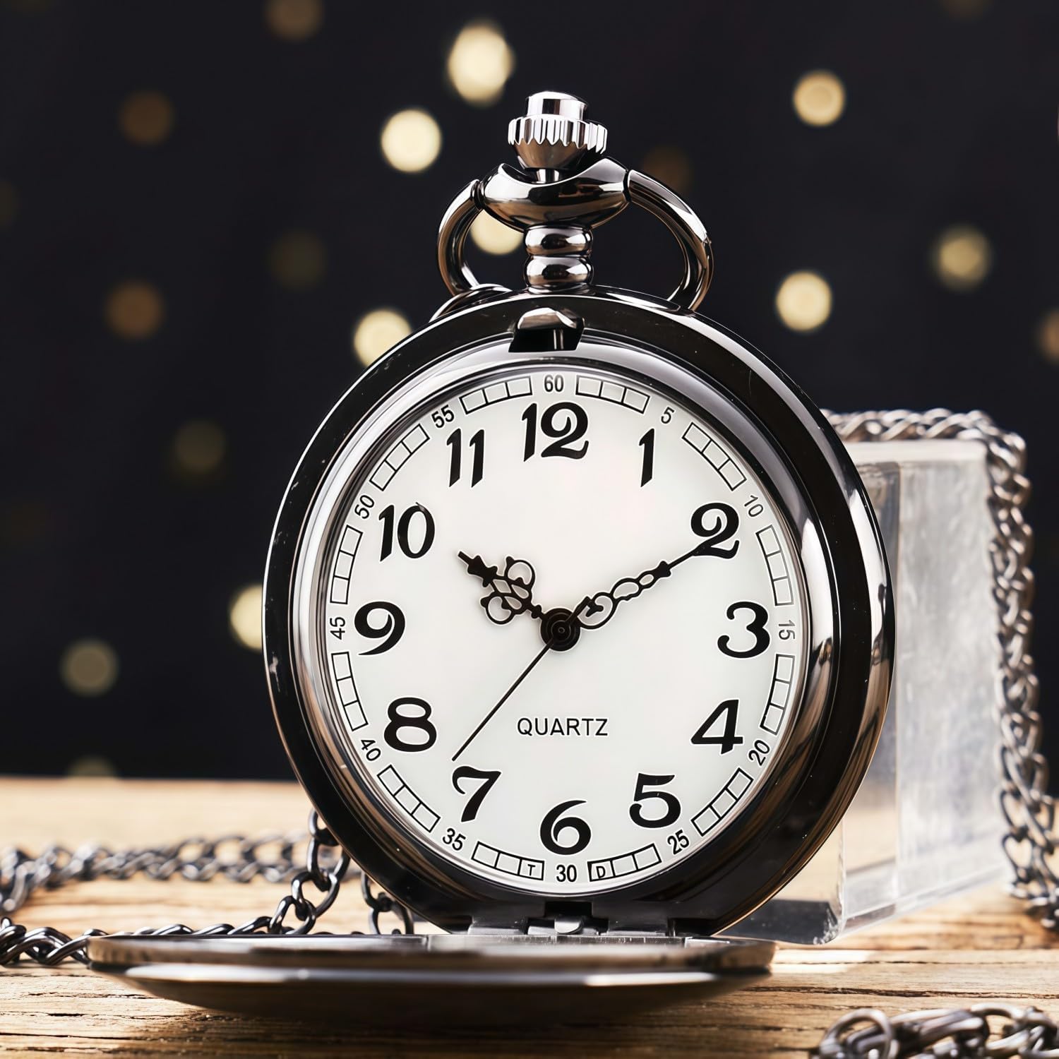 Vintage Pocket Watch, Quartz Pocket Watch with Chain Gift Box for Men Women, Classic Pocket Watches for Father's Day Valentine's Anniversary and Birthday Gifts