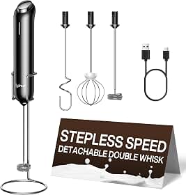 Typhur Espumador de Leite Instawhisk com Velocidade Variável, Varinha Espumadora de Café Recarregável com Batedor Duplo Removível, Misturador de Bebidas Elétrico Portátil para Latte, Cappuccino