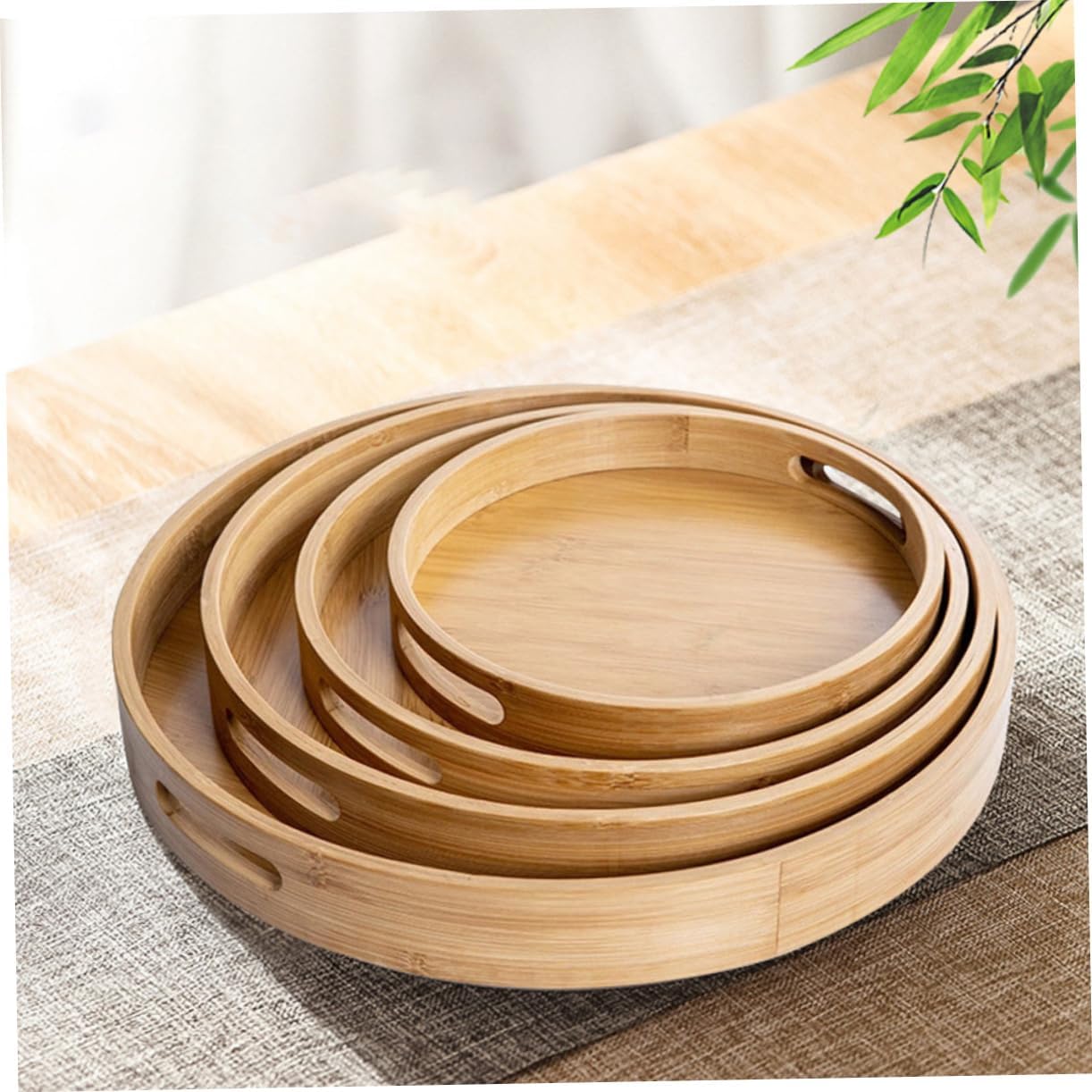1Pc Practical Round Tray Japanese Style Serving Tray for Home for Outdoor and Kitchen Use Easy to Clean for Serving Snacks and Decorative Items