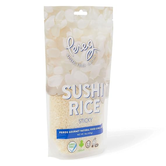Sushi Rice (16 oz) - White Sticky Short Grain - Vegan, Non-GMO, made in USA - Sushi, Rice Ball, and everyday Japanese dishes - Resealable Packaging