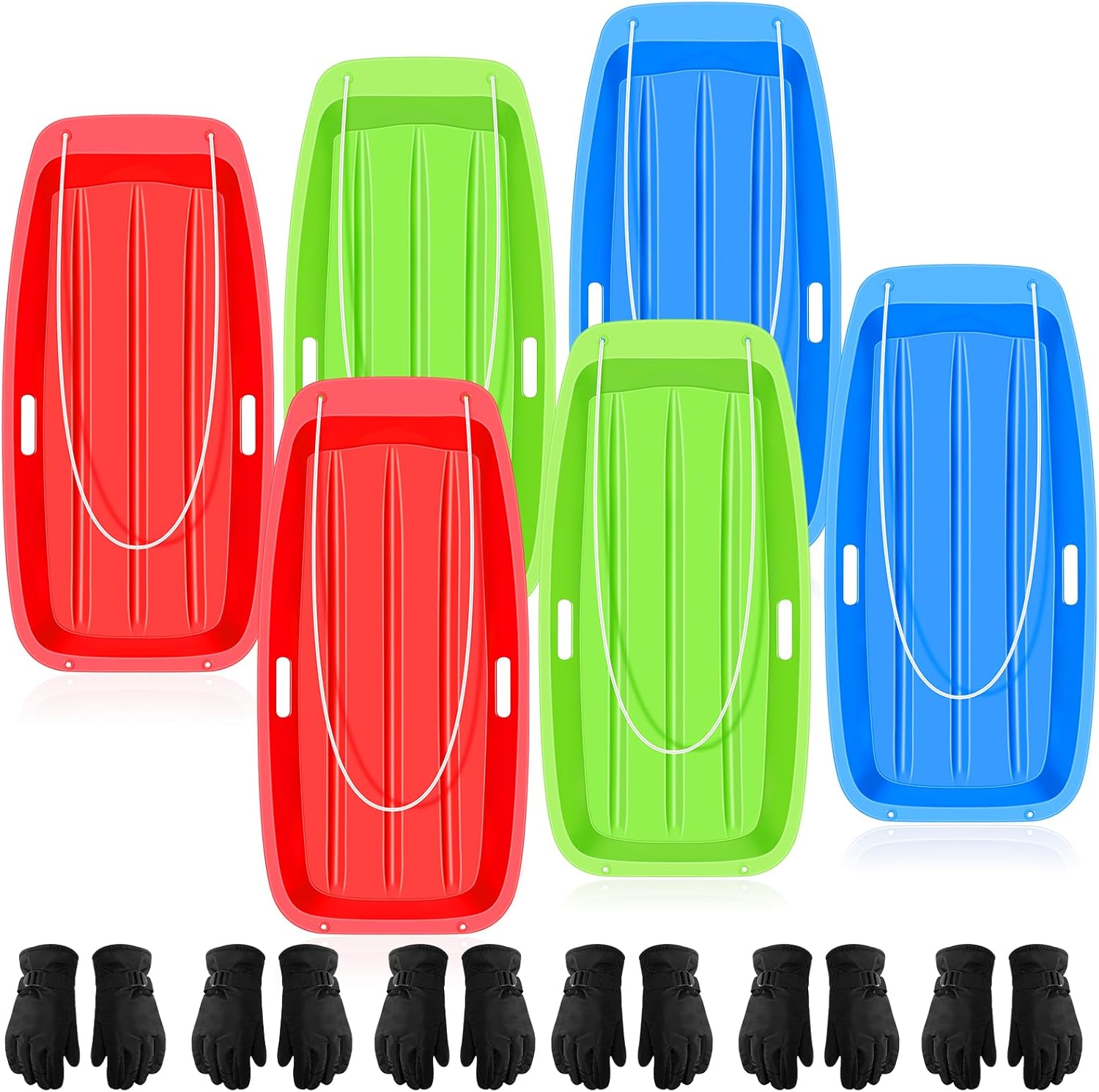 Jerify 6 Pcs 35 inch Kids Snow Sled Red Blue and Green