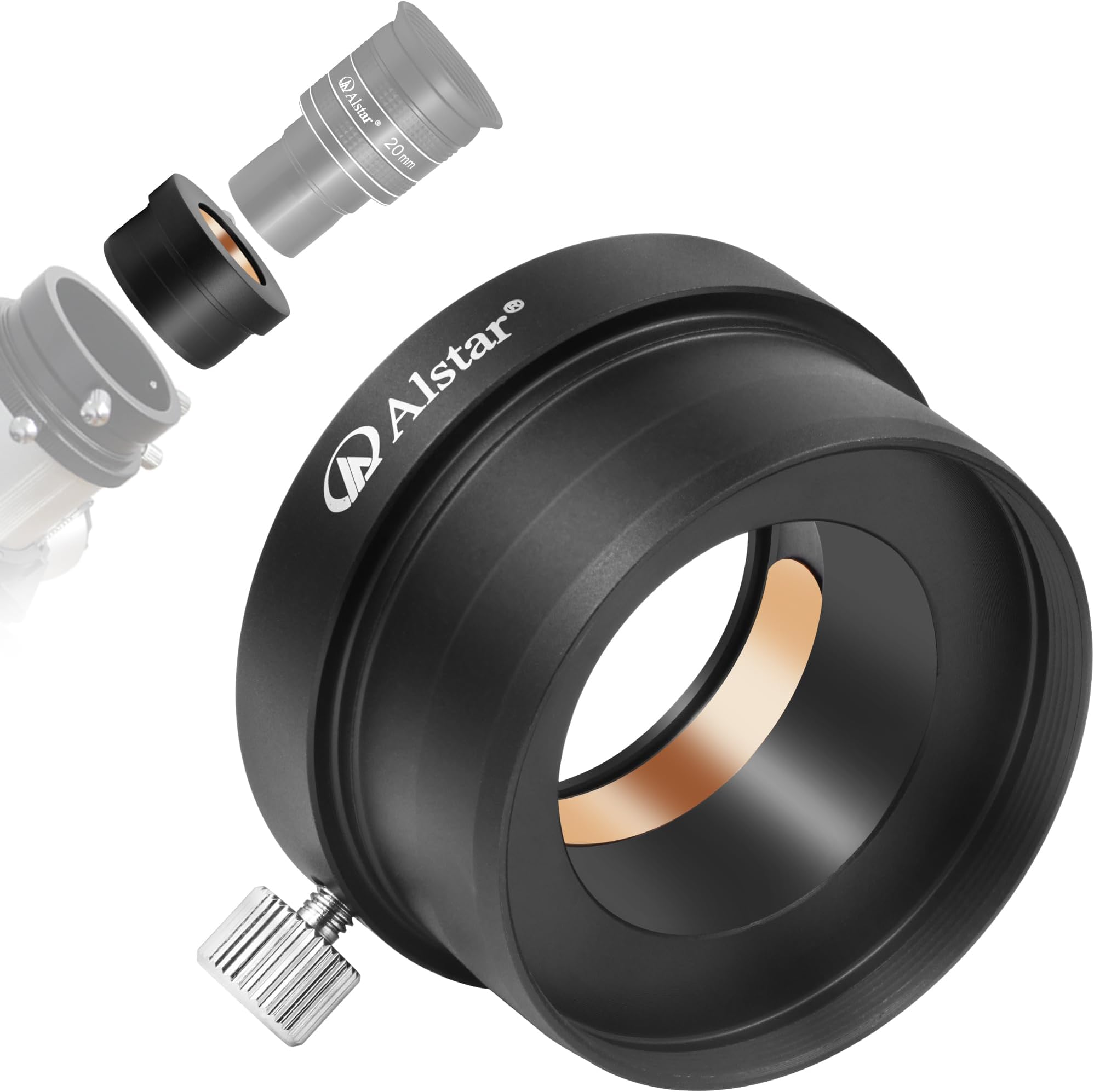 Alstar 2 Inch to 1.25 Inch Telescope Eyepiece Adapter - Universal Anodized Aluminum Adapter for 2 Inch Focusers & Telescope Filters, Premium Thumbscrew & Scratch-Resistant Brass Locking Astronomy