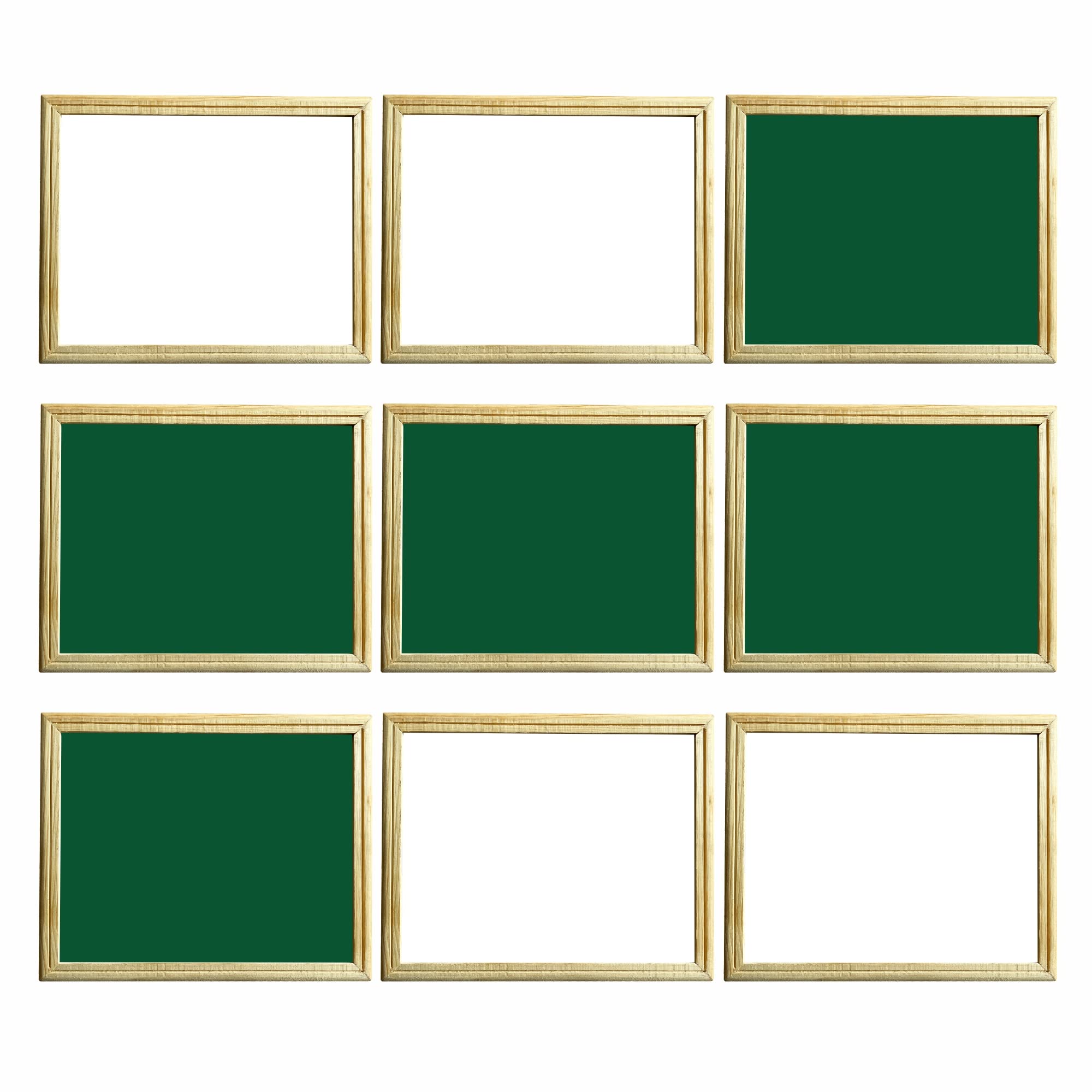 YAJNAS 25,4 x 30,5 cm, nicht magnetisch, doppelseitig, Holzrahmen, Weiß und Grün, kleines Schiefer/Lapboard, Weiß und Kreidetafel, 9 Stück