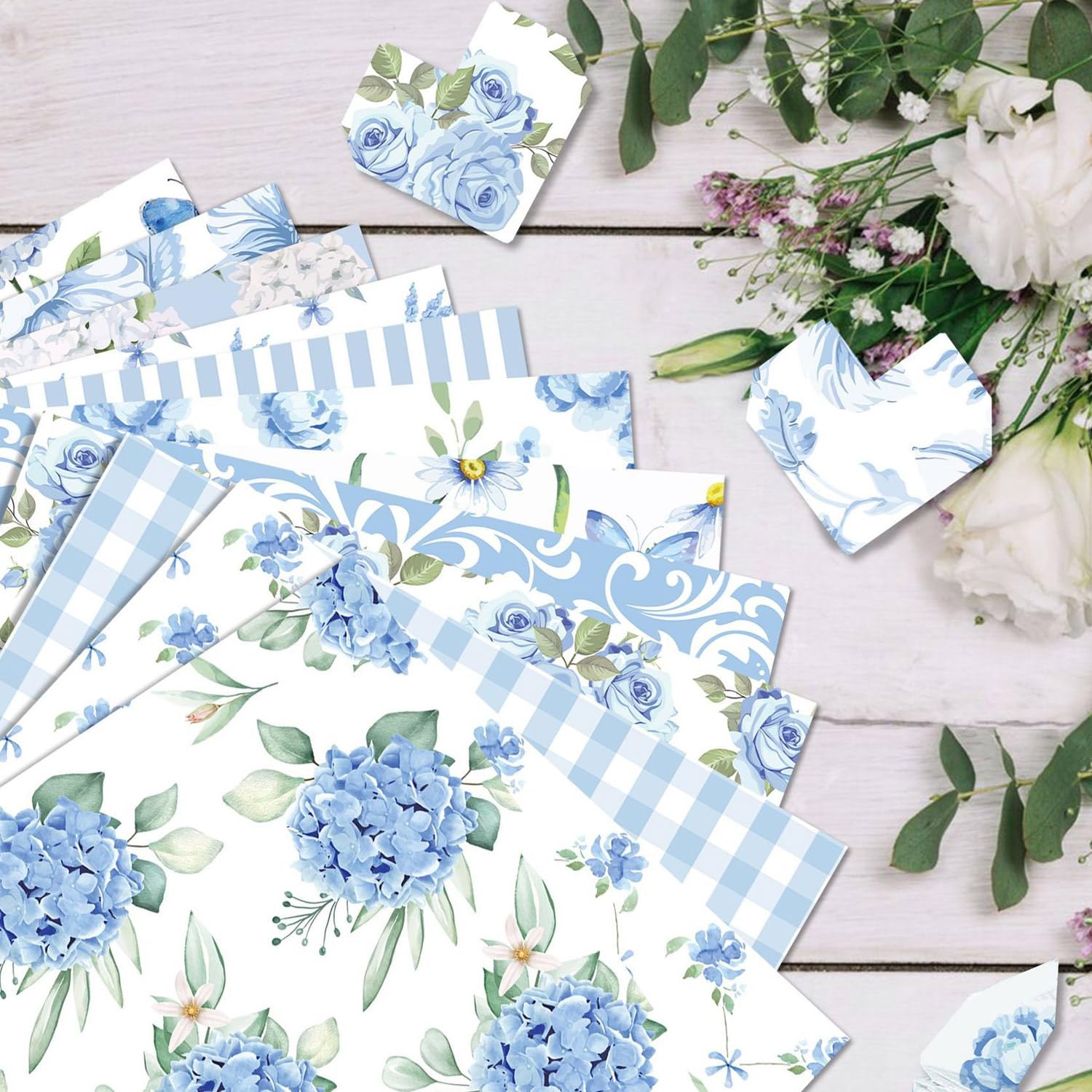 Hydrangea Floral Scrapbook Paper - 24 Sheets -4 Hydrangea Floral Scrapbook Paper - 24 Sheets -4