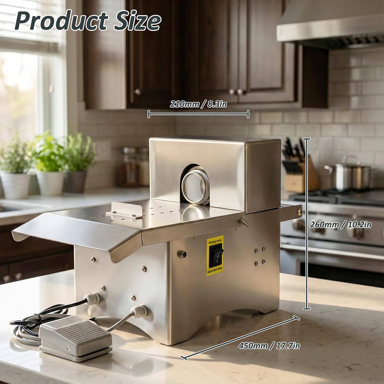 Stainless Steel Sausage Knotting Machine, 200W Electric Sausage Tying Machine, Automatic Sausage Linker for Restaurant & Home, Max Diameter 50mm