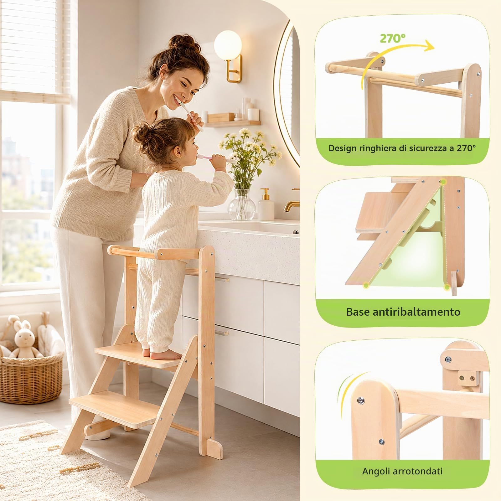 torre montessoriana per bambini,scala montessoriana per bambini in legno