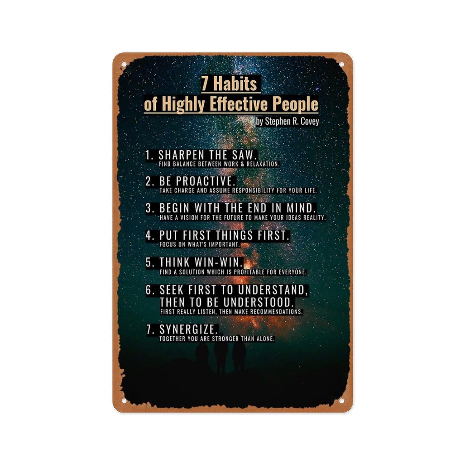 Smazdfxx As Pic 7 Habits Of Highly Effective People Summary Detailed Poster 8X12 Inch Retro Vintage Metal Sign Home Man Cave Art
