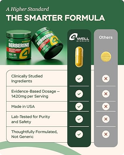 Miniatura 3 de Suplemento de Berberina HCL - Activador GLP-1 de triple fuerza con vinagre de sidra de manzana y extracto de té verde - Apoyo a la composición