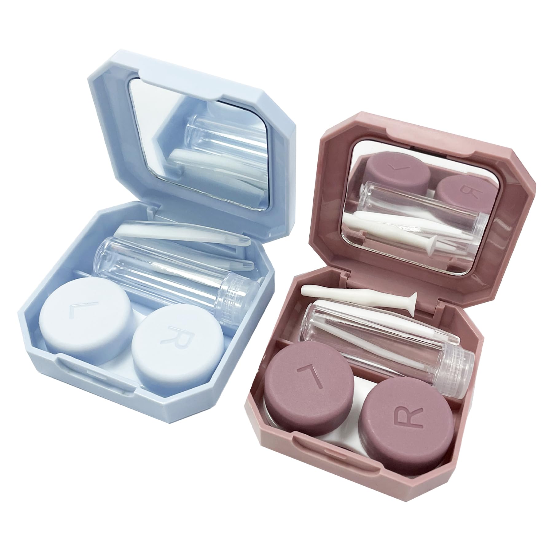 Contact Lens Case Travel Kit Leakproof Cute Colored Contact Lenses Applicator Remover Tool with Mirror Solution Bottle for