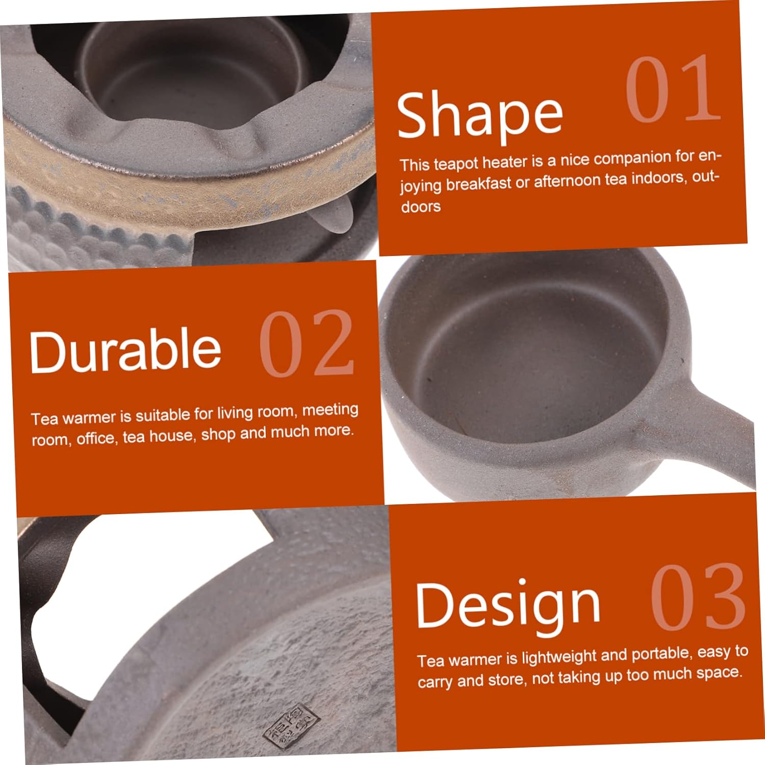 Mikinona Tea Warmer for Desk Ceramic Tea Light Warmer Teapot Heater Candle Holder Perfect for Office