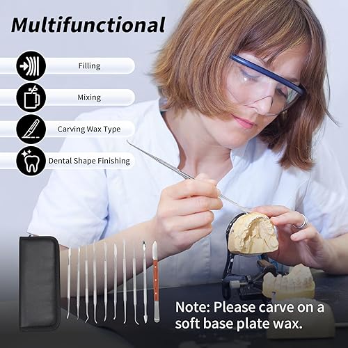 Miniatura 4 de 10 piezas de herramientas de tallado de cera, instrumentos de depilación dental con estuche, juego de talladores de cera de acero inoxidable,