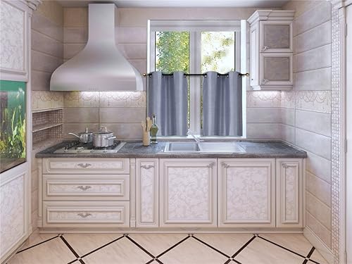 Miniatura 2 de Elegant Home - Cortina opaca con aislamiento de seda sintética con ojales, 2 paneles de 28 pulgadas de ancho x 36 pulgadas de largo, cada uno para