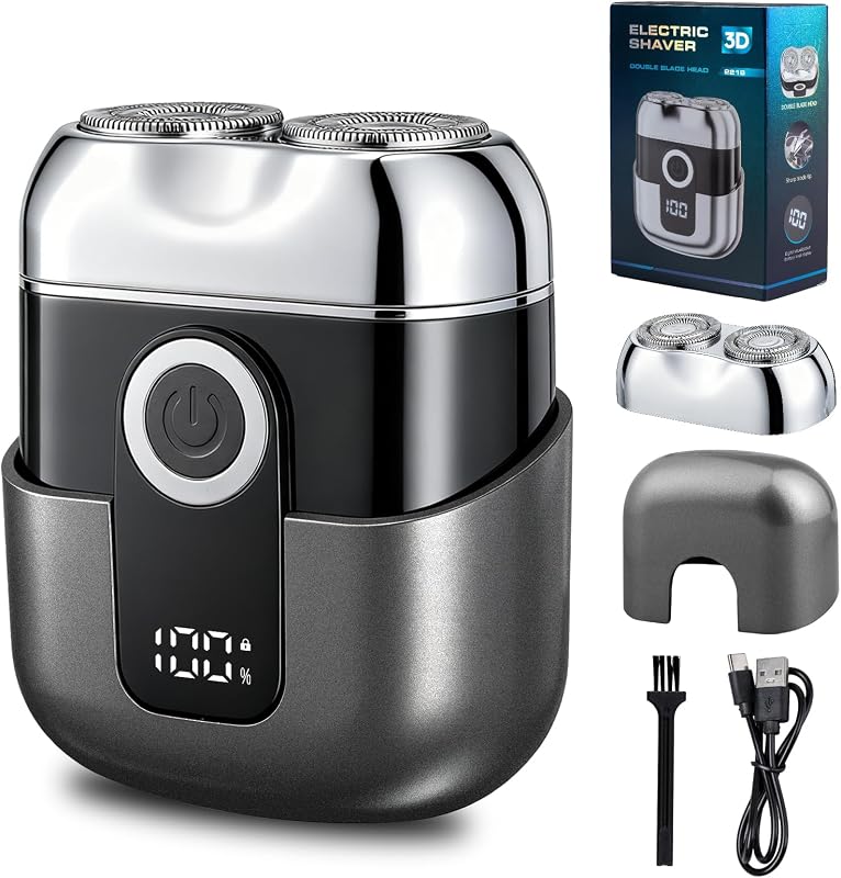 Aparador elétrico pessoal Carehabi mini, IPX6, visor LED, USB-C, cabeça dupla, cinza