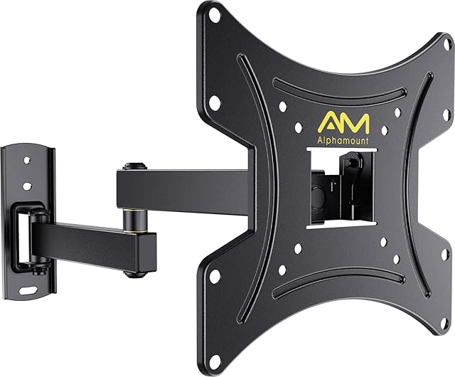 Alphamount TV Wall Bracket for 13-42 inch TV and Monitor, Single Monitor Arm TV Wall Mount with Swivel Tilt Extension up to 20KG, 32 Inch TV Wall Bracket VESA 75X75-200x200mm