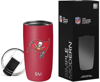 Simple Modern Officially Licensed NFL Tampa Bay Buccaneers 16oz Travel Coffee Tumbler with Flip Lid | Stainless Steel Cup | Football Gifts for Men, Women | Voyager Collection | Tampa Bay Buccaneers