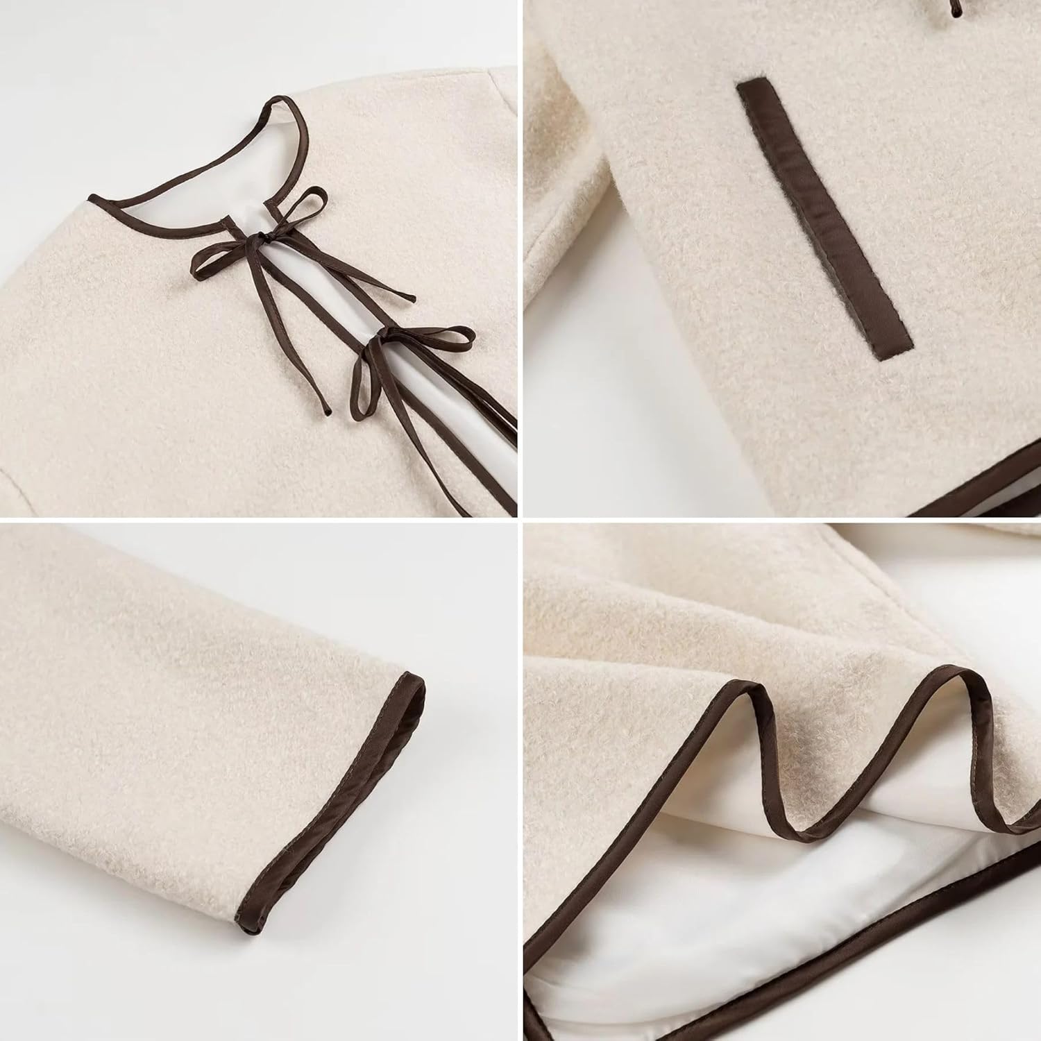 FindThy Women’s Bow Tie Front Cardigan Stylish Crewneck Long Sleeve Fuzzy Faux Fur Teddy Jacket Outerwear - Image 5