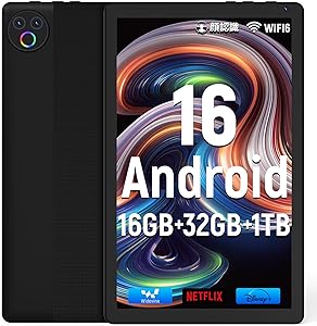 タブレット - HiGrace 10インチ Android16 Wi-Fi6モデル 1332*800 IPS画面 RGBライト搭載 16GB+32GB+1TB拡張 Bluetooth5.4 5000mAhバッテリー アンドロイド タブレット Type-C OTG 無線投影 顔認識 Widevine対応 GMS認証 日本語説明書