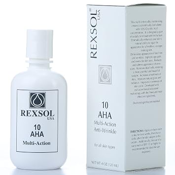 REXSOL 10 AHA Multi-action Anti-Wrinkle Cream | With Vitamin E, Algae Extract, Ginseng Extract, Calendula Extract,Caviar Extract | Diminishes appearance of fine lines & wrinkle. 120 ml / 4 fl oz
