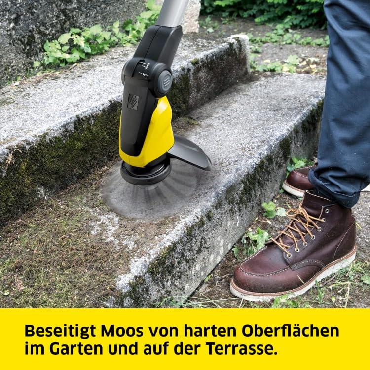 Kärcher 18 V Akku-Unkrautentferner WRE 18-55, Nylonborsten-Kopf mit max. 2.800 U/min, schwenkbarer Reinigungskopf, Teleskopstiel, verwendbar mit dem Kärcher 18-V-Akku, ohne Akku