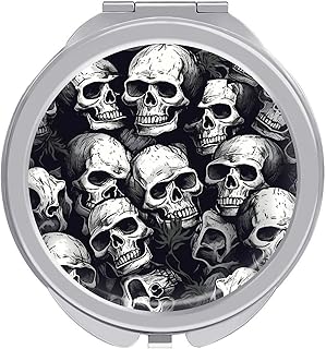 Skulls Pattern Travel Makeup Mirror Portable ...