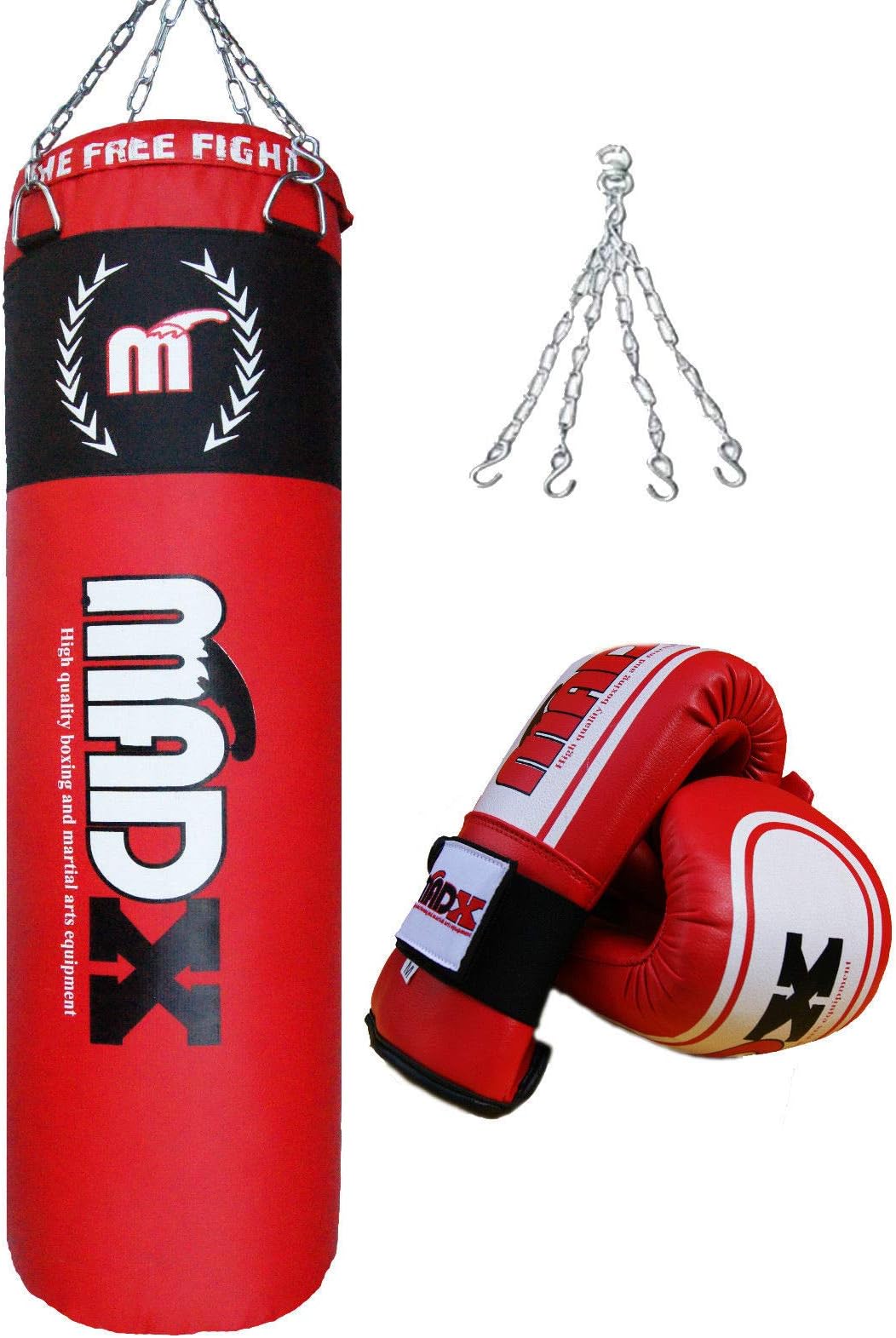 MADX 5ft Punch Bag 13pc Set Gloves Set for Boxing Training Filled Heavy Bag Set Adult Kickboxing, Grappling, Punching, MMA, Muay Thai, Martial Arts, Karate, and Taekwondo, Gym Fitness
