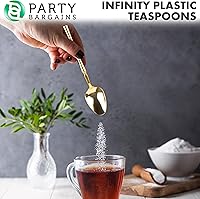 Vista 256 de Party Bargains Disposable Plastic Black Gold Cutlery Set, Infinity Modern Design Utensils, 40 Pack: 16 Forks, 8 Knives, 16 Spoons