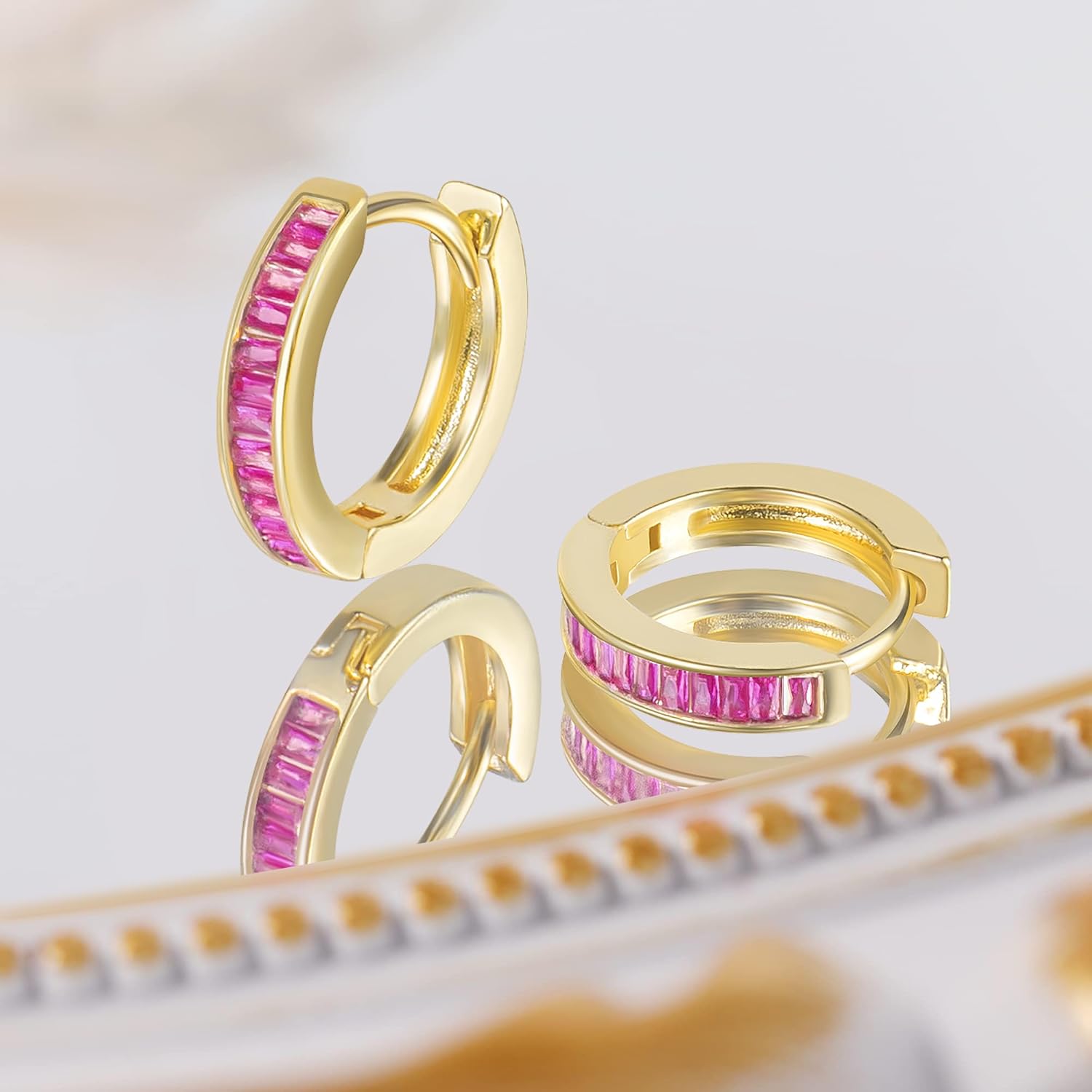 14K Gold Huggie Earrings for Women Silver Huggie Hoop Earrings Cubic Zirconia Huggie Earrings Stud Earrings Lightweight Dainty Hypoallergenic Earrings Jewelry Gifts - Image 5