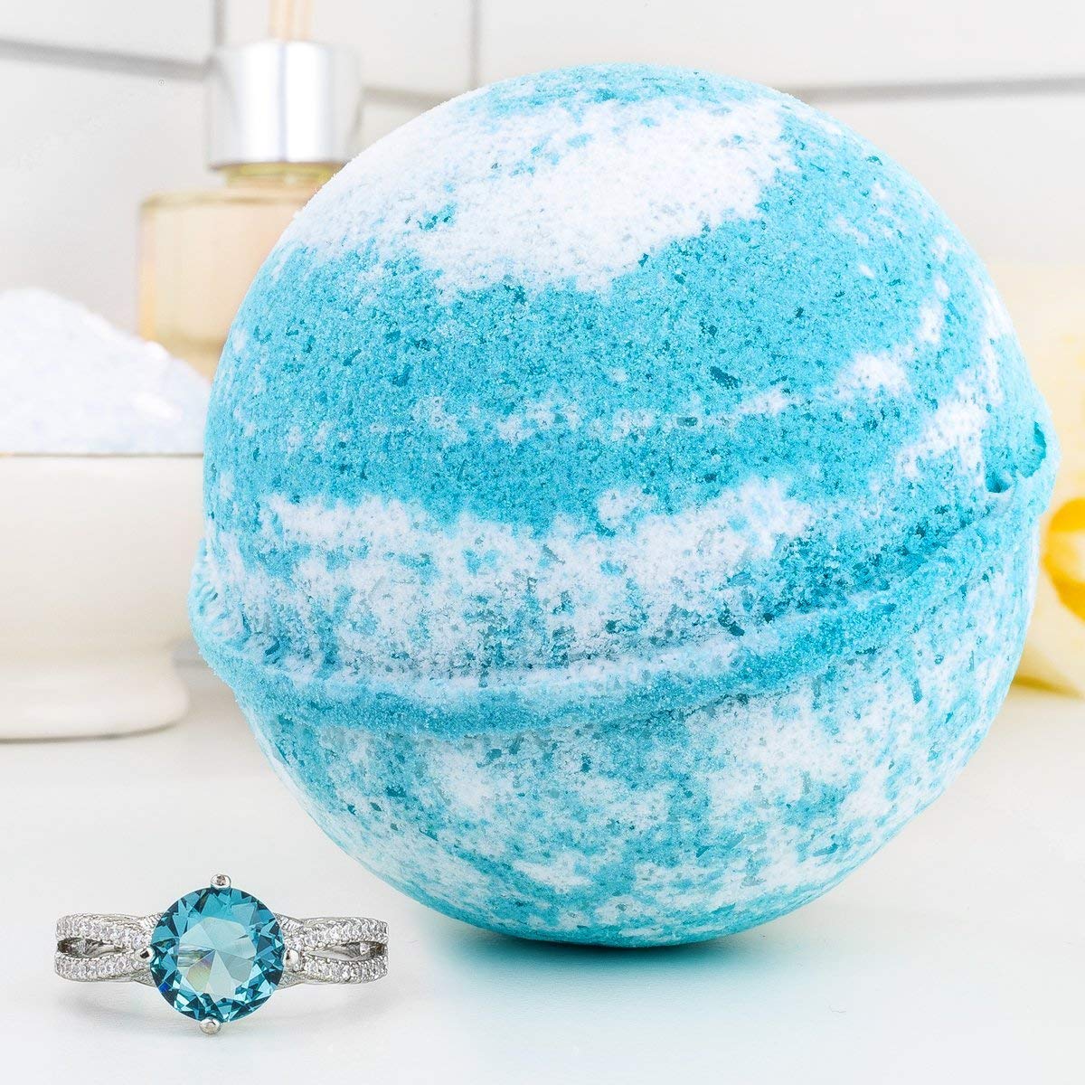 Bauble Bomb's Boyfriend Jewelry Surprise Deluxe X Large 9 oz Bath Bomb Fizzies Made in USA, Cruelty Free! Ring Size 08