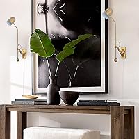 Vista 5 de Lámpara de pared con brazos oscilantes dorados, luz de lectura, apliques modernos, ajustable, para montaje en pared, para mesita de noche, sala