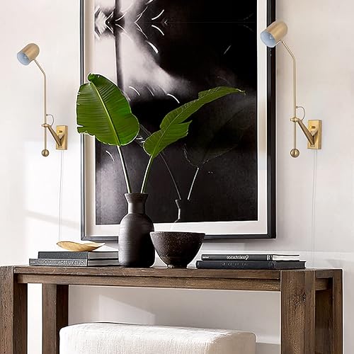 Miniatura 5 de Lámpara de pared con brazos oscilantes dorados, luz de lectura, apliques modernos, ajustable, para montaje en pared, para mesita de noche, sala