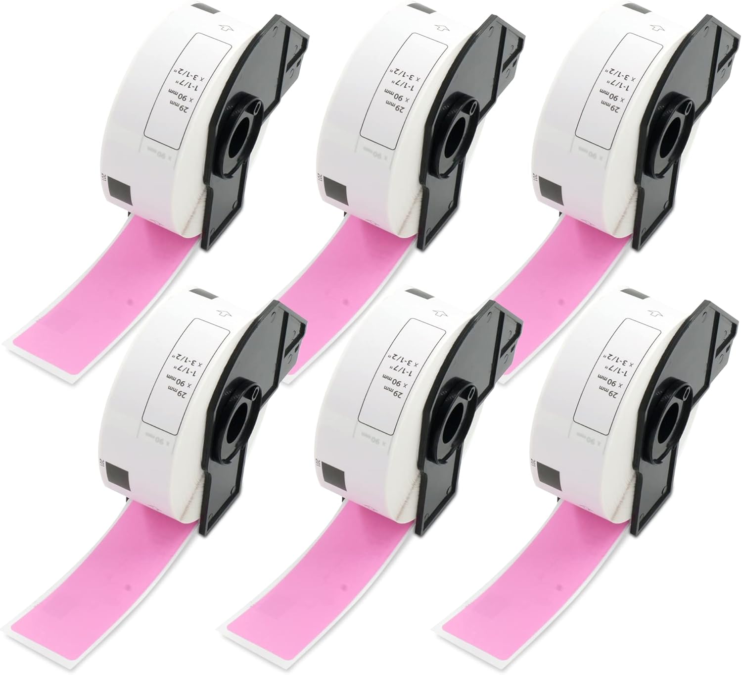 BETCKEY - Standard Address Labels Replacement for Brother DK-1201 (1.1 in x 3.5 in), Compatible with Brother QL Label Printers [6 Rolls/2400 Labels, Pink]