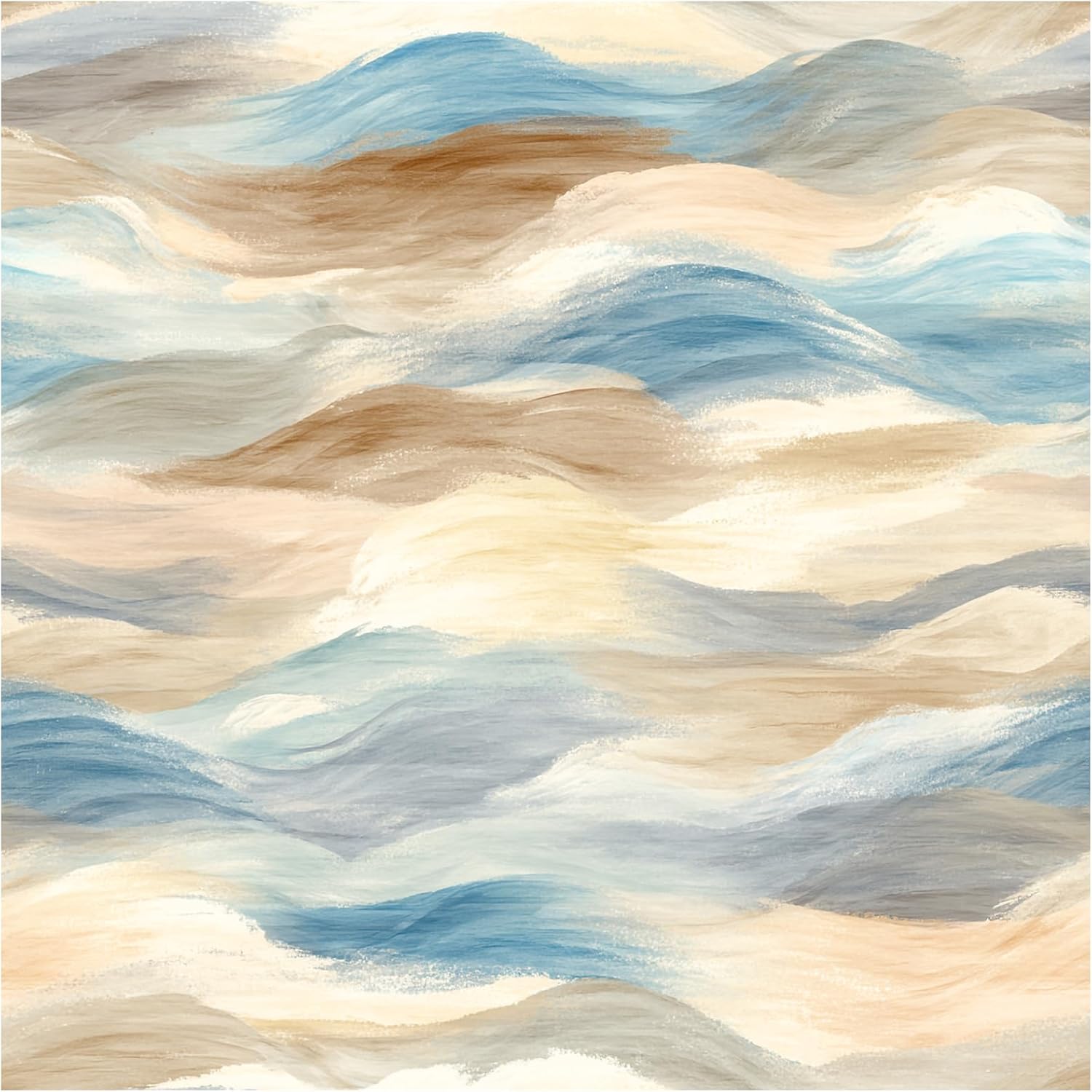 HAOKHOME Coastal Peel and Stick Wallpaper Watercolor Wave Removable Sand Contact Paper for Bathroom Wall Decor Self Adhesive Abstract Ocean Inspired Vinyl 17.3in x 118in