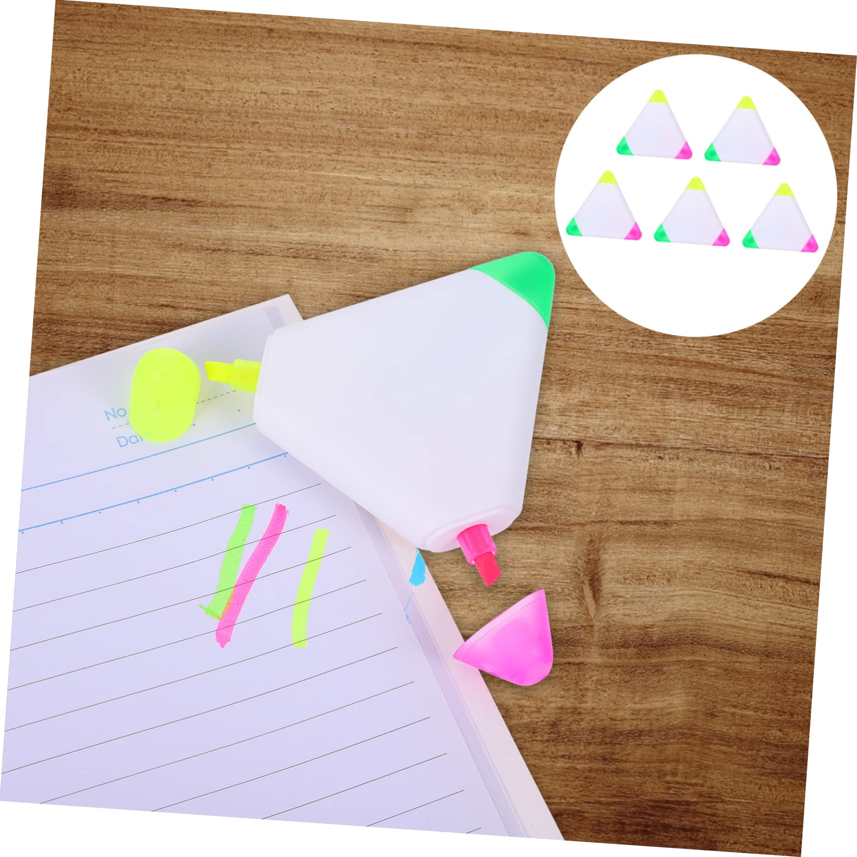 DOITOOL 5 Series Rotuladores Triangulares Fluorescentes Estudiantes Y Manualidades Coloridos Y Portátiles 5 Piezas X 5