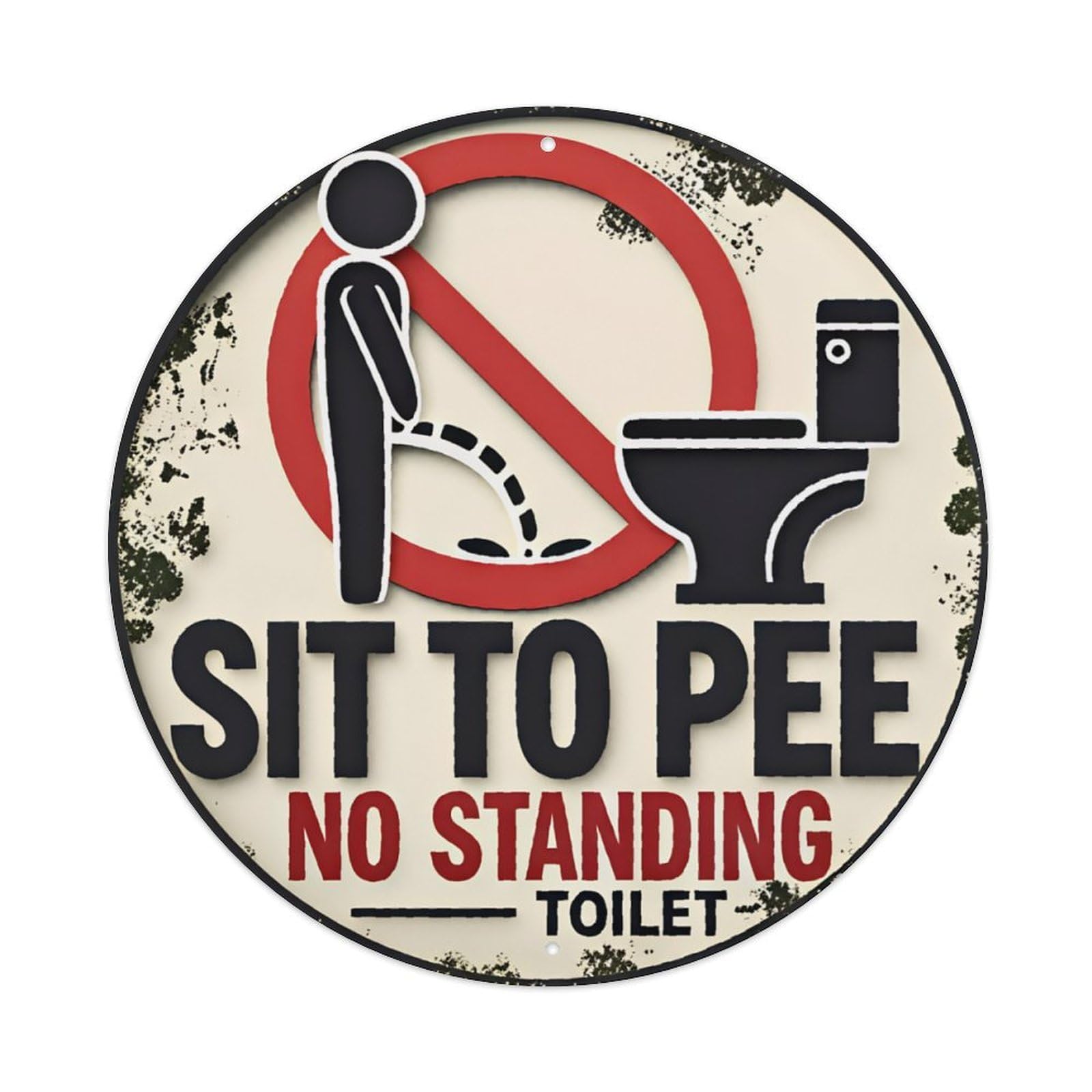 Ldfuieksufg Style Funny Sit To Pee Restroom Round Tin Sign Vintage Aluminium Metal Sign, Retro Wall Decor For Home, Bar, Garage & Farmhouse 20X20cm