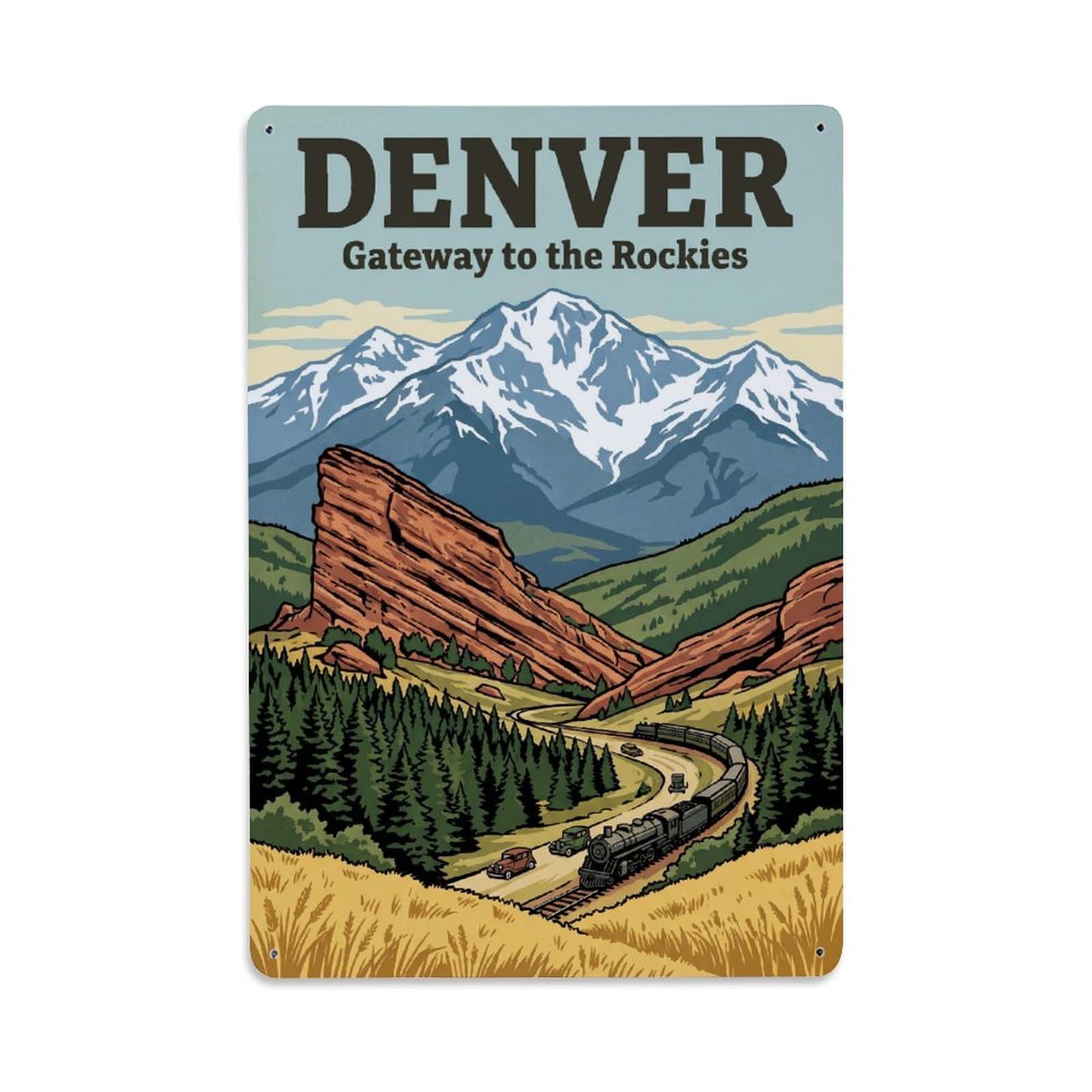 Metal Tin Sign America Denver Vintage Travel