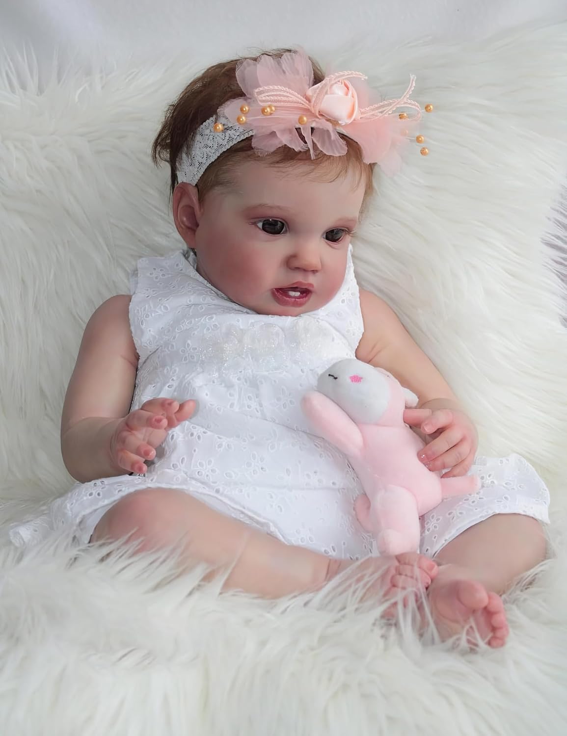 24 Inch Adorable Realistic Reborn Baby Doll Lifelike Newborn Toddler Girl Doll with Cuddly Body & Rooted Hair - Collectible Gift for Girls Lifelike Toy for Play and Display