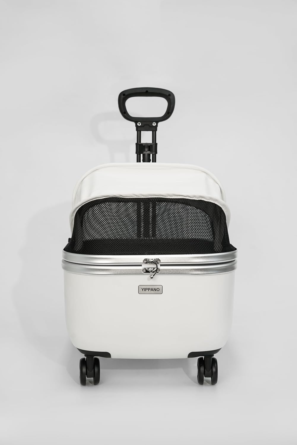 Hard Shell Rolling Pet Carrier with Foldable Mesh Canopy, Lockable 360° Wheels Telescopic Handle, Dual Use Indoor Pet Bed Travel Carrier for Cats Small Dogs Urban Short Outings
