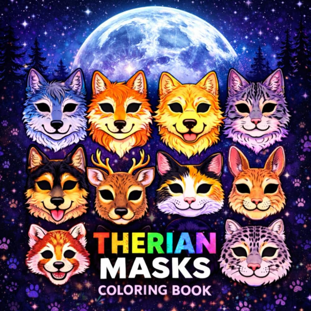 Therian coloring book: Therian mask animal coloring