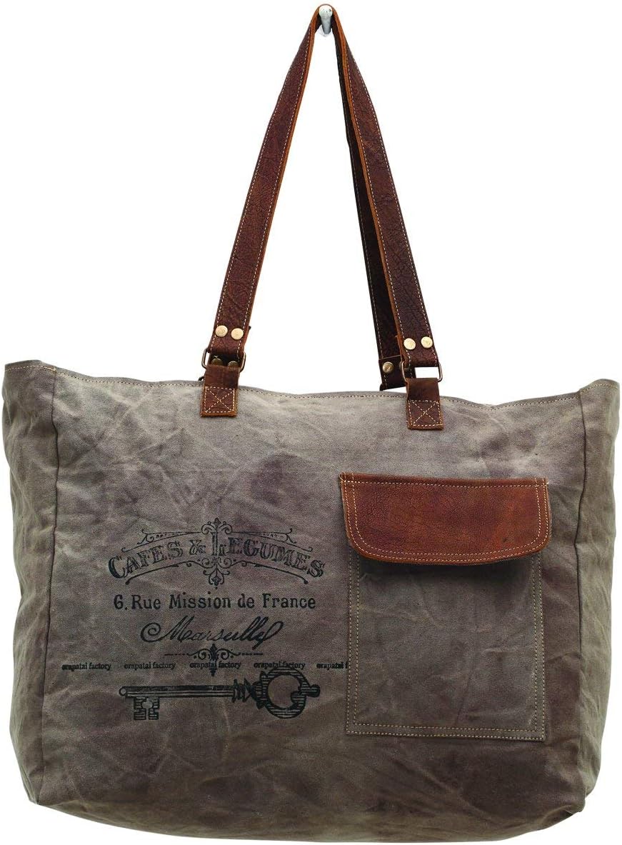 Myra Bags Cafe & Legumes Upcycled Canvas Weekender Bag S-0772