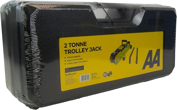 AA 2 TONNE TROLLEY JACK AA3282 Lifting Range - For Cars/Vehicles - TUV/GS Approved - Includes Case/Instructions,black yellow,-135mm to 330mm