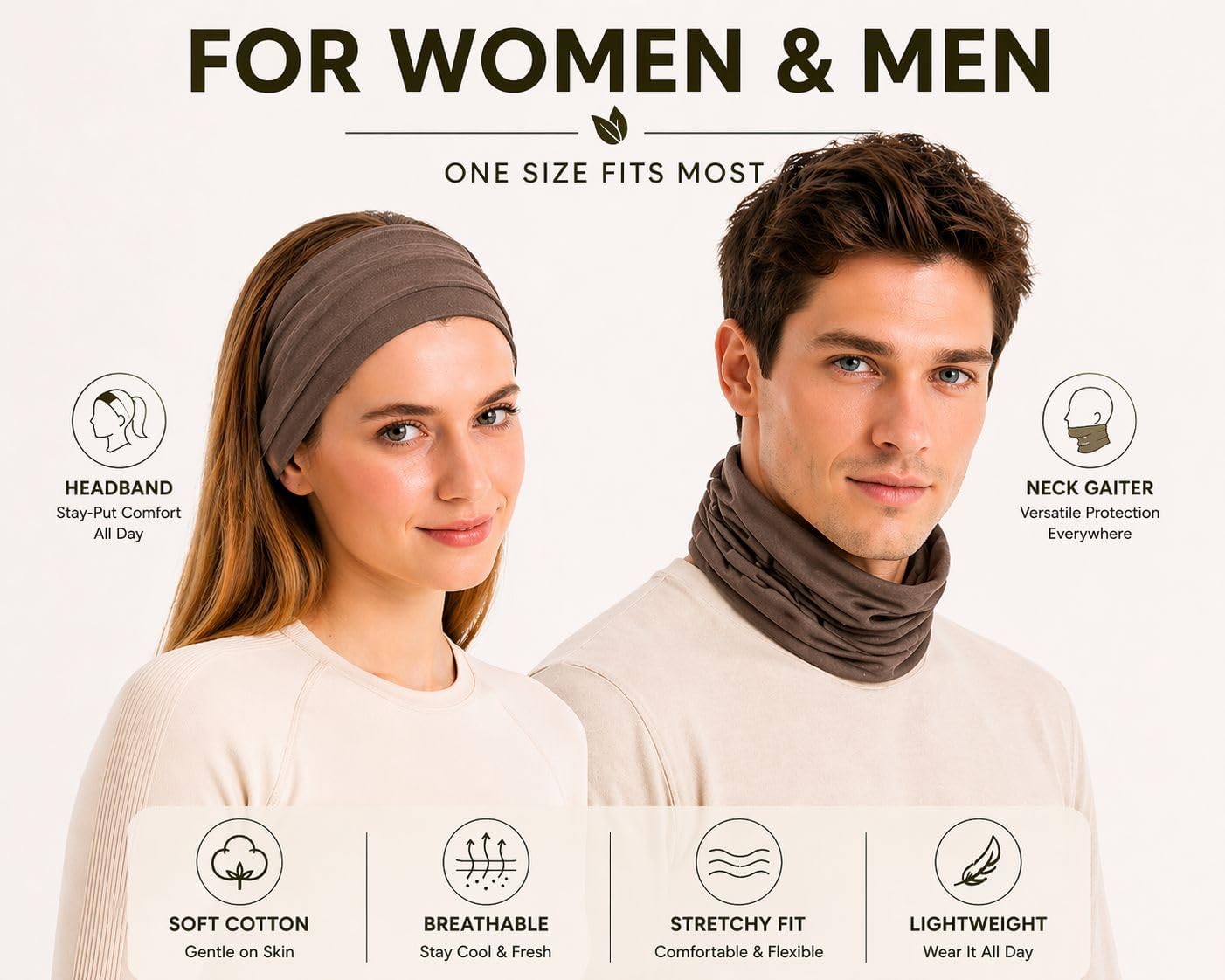 Women’s Cotton Head Scarf – Soft Stretch Head Wrap, Breathable Non Slip Headband, Neck Gaiter image 4