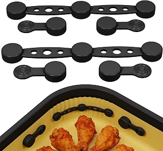 Air Fryer Baking Paper Magnet, 6 Pcs Magnetic Holders, Heat Resistant Silicone Magnetic Clips, Compatible with Single or Double Basket Air Fryers.