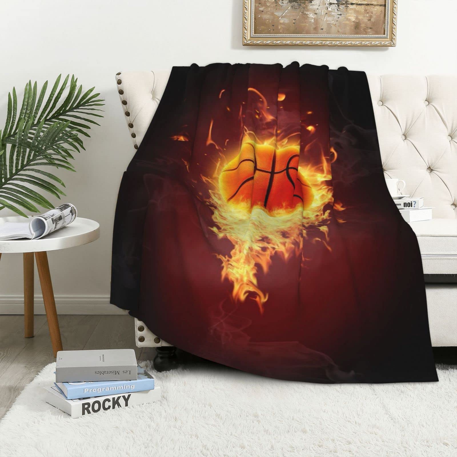 Couverture basket-ball en flanelle 100x150 cm plaid chaud et léger lit canapé
