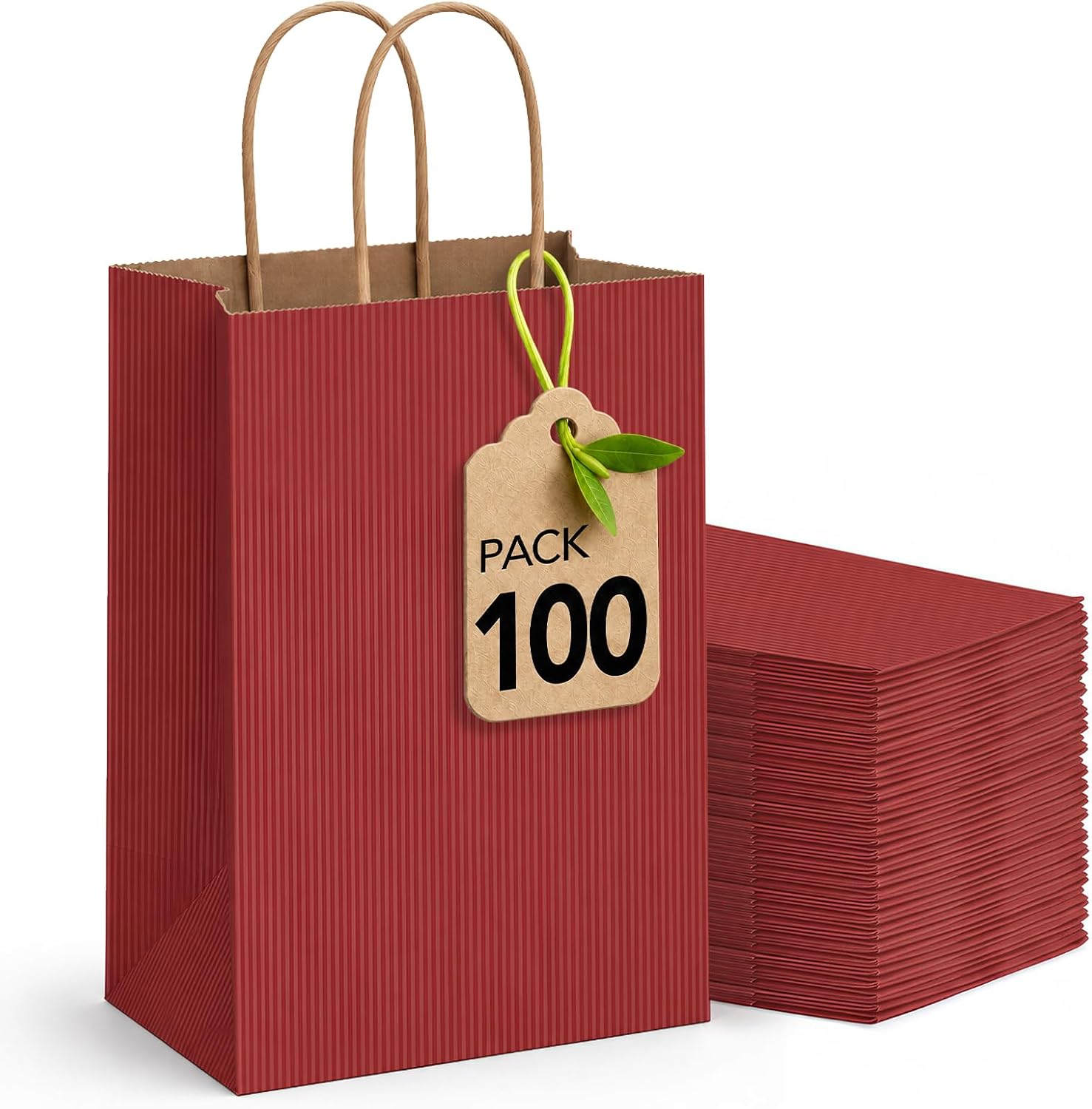 MESHA Red Gift Bags 5.25x3.75x8 100Pcs Small Paper Bags with Handles Bulk