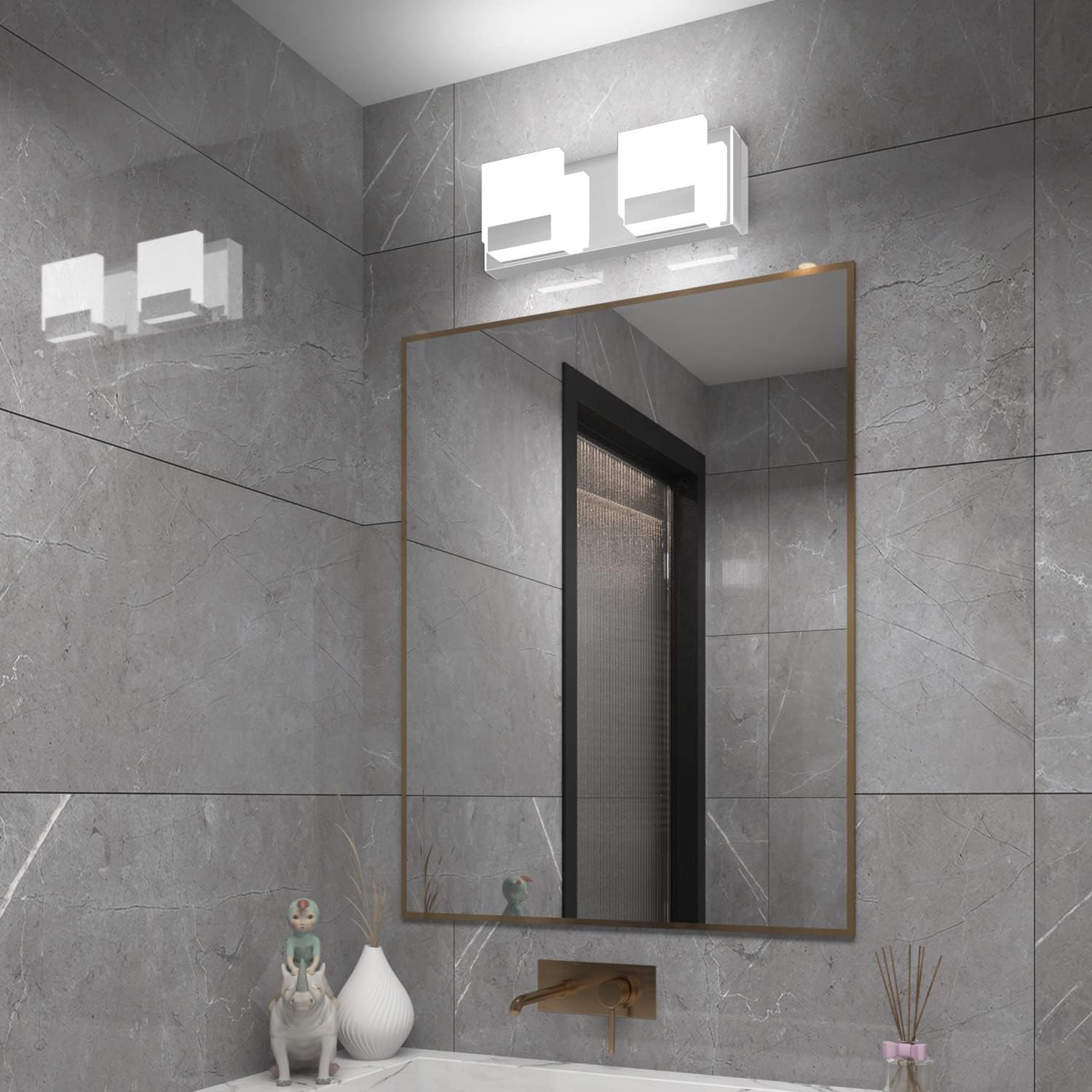 Solfart 2 Lights LED Modern Vanity Lights for Bathroom Over Mirror Stainless Steel Acrylic