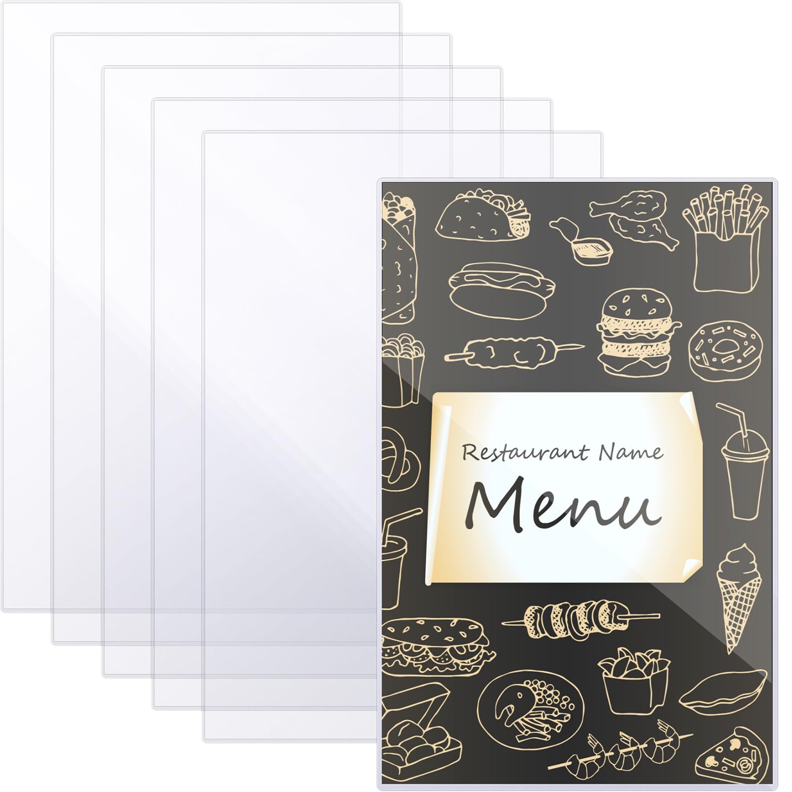 Henoyso 5 Pcs 8.5" x 14" Rigid Print Protectors Clear Hard Plastic Paper Page Poster Protector Menu Cover Plastic Sleeves for Sheet Photo Document